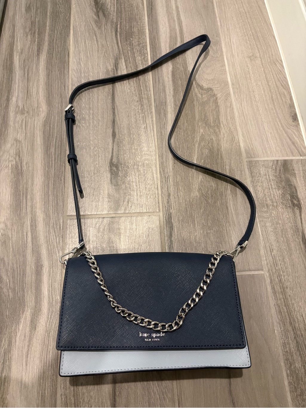 Kate Spade Navy And Light Blue Two-Tone Chain Crossbody